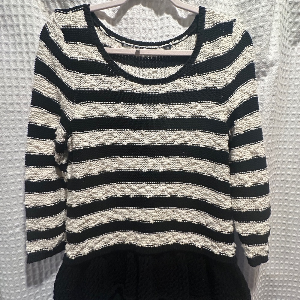 Stylish Black and White Knit Sweater